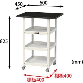 実験用/軽量作業用/キャスター付き_天板付きラボワゴン_高耐薬品ケミテクト天板_ワークテーブルLABシリーズ 山金工業