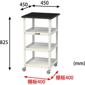 実験用/軽量作業用/キャスター付き_天板付きラボワゴン_高耐薬品ケミテクト天板_ワークテーブルLABシリーズ 山金工業