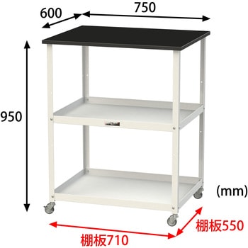 実験用/軽量作業用/キャスター付き_天板付きラボワゴン_高耐薬品ケミテクト天板_ワークテーブルLABシリーズ 山金工業
