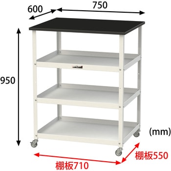 実験用/軽量作業用/キャスター付き_天板付きラボワゴン_高耐薬品ケミテクト天板_ワークテーブルLABシリーズ 山金工業