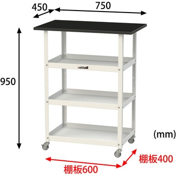 実験用/軽量作業用/キャスター付き_天板付きラボワゴン_高耐薬品ケミテクト天板_ワークテーブルLABシリーズ 山金工業