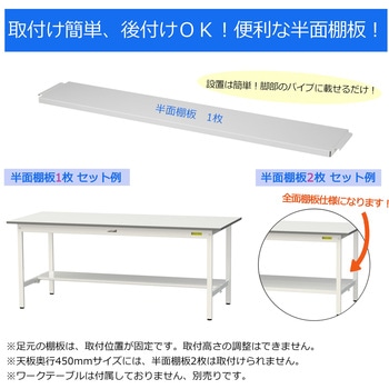 オプション/半面棚板_ワークテーブル150・LABシリーズ用 山金工業