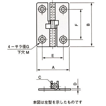 抜け止め付蝶番(閉じ付け用) 栃木屋