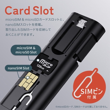 モバイルガジェットキット (収納ケース/USB-Cケーブル/USB-A + microUSB + Lightning変換アダプタ/SIMピン付属・SIM&microSDスロット搭載) AFF WARE