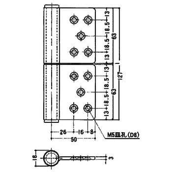 ステンレス 面付旗蝶番 左右兼用型 横100mm長さ127mm 1箱(2枚)