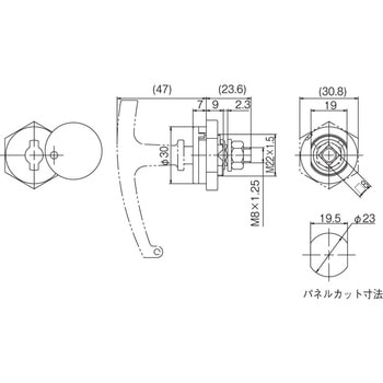 丸型蓋付キーハンドル H-22本体 APLUS(クマモト)