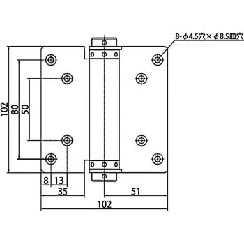 NO.1881 シン ST 面付ラバトリーヒンジ クマモト 電解研磨仕上 横102mm