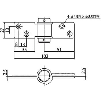 NO.1881 シン ST 面付ラバトリーヒンジ クマモト 電解研磨仕上 横102mm