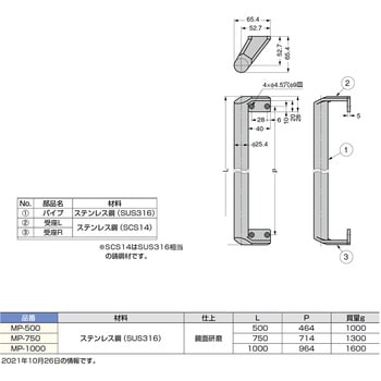 MP-1000 ステンレス鋼(SUS316)製面付ハンドル 1個 スガツネ(LAMP