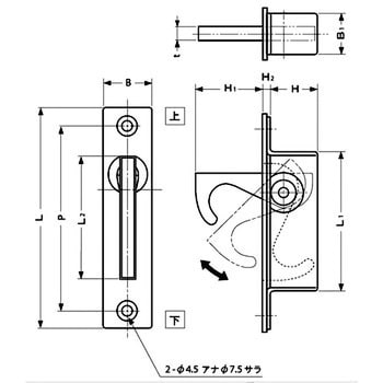 ST-100 ステンレス鋼製半回転引手 1個 スガツネ(LAMP) 【通販サイト