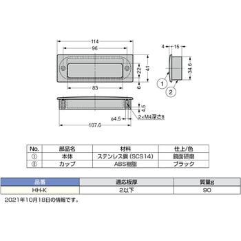 HH-K ステンレス鋼(SUS316)製埋込取手 1個 スガツネ(LAMP) 【通販