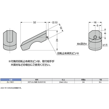 ステンレス鋼(SUS316)製つまみ LAMP(スガツネ)