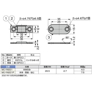 平行極薄型マグネットキャッチ MC-YN001P LAMP(スガツネ)
