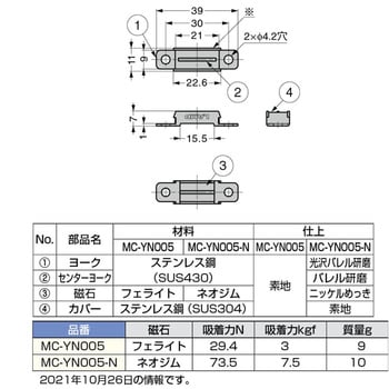 MC-YN005-N ステンレス鋼製 小型マグネットキャッチ スガツネ(LAMP