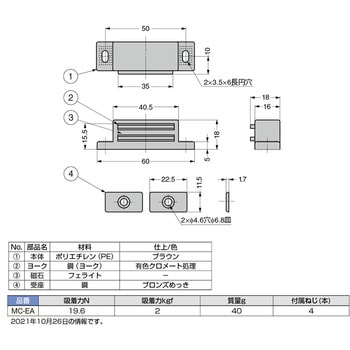 強力・底厚エコノミー型マグネットキャッチ LAMP(スガツネ工業)