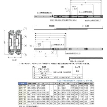 ESR7-28 オールステンレス鋼製スライドレール ESR7 1個 スガツネ(LAMP