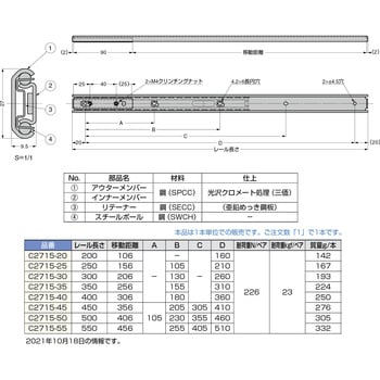 リニア型多目的スライドレール C2715 LAMP(スガツネ)