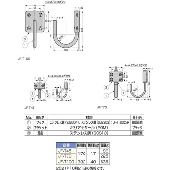 JF-T70 ステンレス鋼製 フリクション式ジャンボフック 1個 スガツネ