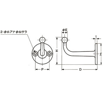 ステンレス鋼製 フィニッシュコートフック - LAMP(スガツネ工業)