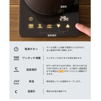電気ケトル バリスタポット 0.8L 温度調節 保温 空焚き防止 YAMAZEN(山善)