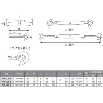 パイプターンバックル 外れ止め付(フック&フック) ステンレス SUGICO(スギコ)