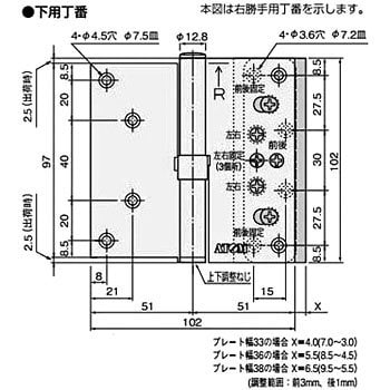 3方向調整丁番