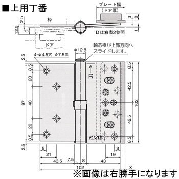 3方向調整丁番上下セット左 3方向調整丁番 1セット アトムリビンテック 【通販モノタロウ】