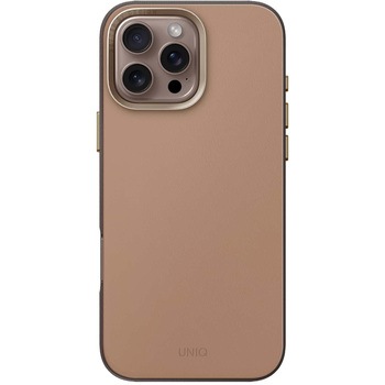Uniq ユニーク iPhone 16 Pro Max PUレザーケース LYDEN DS MAGSAFE対応 ナチュラル/フリントグレー MSソリューションズ