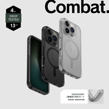Uniq ユニーク iPhone 16 Pro 耐衝撃ケース COMBAT 360度衝撃バンパー付 ストーングレー MSソリューションズ