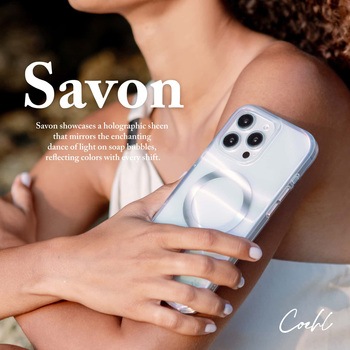 Coehl コーエル iPhone 16 Pro 耐衝撃スマホケース SAVON 耐傷 バブルプリズム 虹色 MSソリューションズ