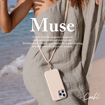 Coehl コーエル iPhone 16 Pro Max レザーレット製ケース MUSE 耐衝撃 取り外し可能ロープストラップ付 クリーム MSソリューションズ
