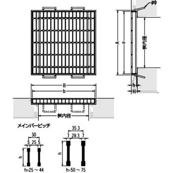 HXC-8844 四方枠付 スチール製グレーチング 枠付正方形型 滑り止め模様