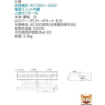 LEDベースライト+LEDバーセット TENQOOシリーズ 直付形 直付下面解放 東芝ライテック