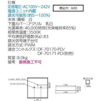 LEDベースライト+LEDバーセット TENQOOスクエア 埋込形 乳白パネル 東芝ライテック