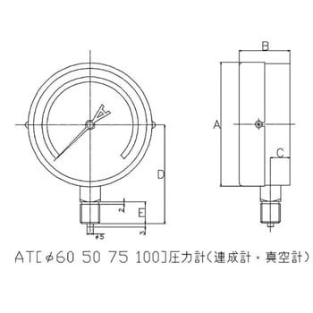 AT1/4G 50×0.05MPa(普通形) 一般圧力計A形Φ50 1台 TOKO(東洋計器興業