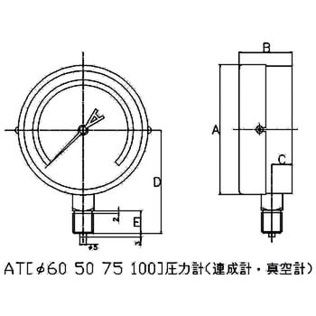 AT1/4G 60×1MPa×-0.1MPa(普通形) 一般連成計A形Φ60 1個 TOKO(東洋計器