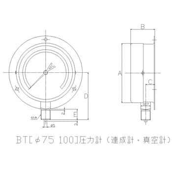 BT3/8G 75×0.4MPa×-0.1MPa(普及形) 一般連成計B形Φ75 1個 TOKO(東洋