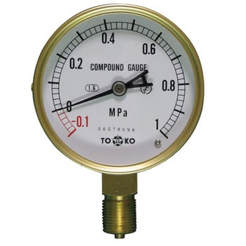 AT3/8G 75×1MPa×-0.1MPa(普及形) 一般連成計A形Φ75 1個 TOKO(東洋計器