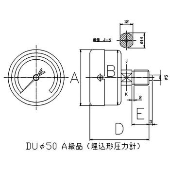 DU1/4G 50×0.6MPa A級品圧力計埋め込み形Φ50 1個 TOKO(東洋計器興業