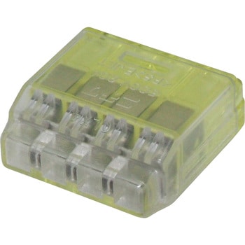 差込形電線コネクタ 差込み線数4本 黄透明色 1箱(50個) QLX 4