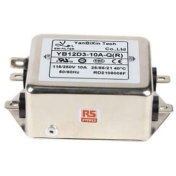 RS PRO EMIフィルタ 単相 10A シャーシーマウント 0.1μF 2*1.0 mH 0.4 / 0.8 mA Single Stage 2.2MΩ RS PRO