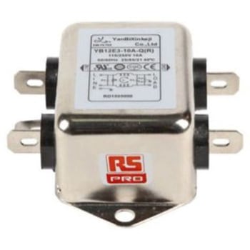 RS PRO EMIフィルタ，電源ラインフィルタ，ノイズフィルタ 単相 10A シャーシーマウント RS PRO