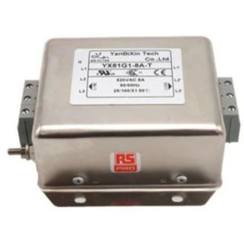 RS PRO EMIフィルタ，電源ラインフィルタ，ノイズフィルタ 三相 8A シャーシーマウント RS PRO