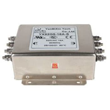 RS PRO EMIフィルタ，電源ラインフィルタ，ノイズフィルタ 三相 16A シャーシーマウント 0.47μF 4*1.5 mH 3.2 / 4.9 mA Two Stage 1.5MΩ RS PRO
