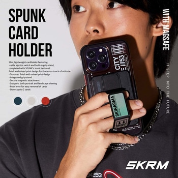 SKINARMA スキンアマ グリップスタンド一体型カードホルダー SPUNK 薄型 軽量 取り出し簡単 ブルー MSソリューションズ