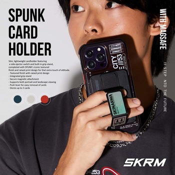 SKINARMA スキンアマ グリップスタンド一体型カードホルダー SPUNK 薄型 軽量 取り出し簡単 オレンジ MSソリューションズ
