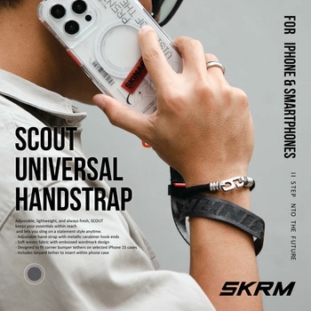 SKINARMA スキンアマ ハンドストラップ SCOUT カラビナ付き 長さ調節可能 グレー MSソリューションズ