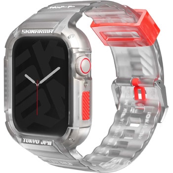 SKINARMA スキンアマ Apple Watch 45/44mm 用ストラップ付ケース SAIDO 長さ調節可能 クリア MSソリューションズ