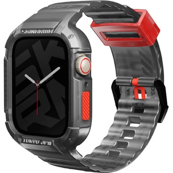 SKINARMA スキンアマ Apple Watch 45/44mm 用ストラップ付ケース SAIDO 長さ調節可能 スモーク MSソリューションズ