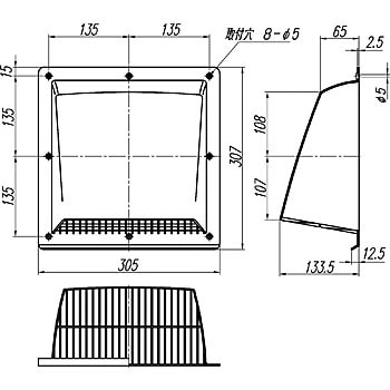 F snt 換気扇フードカバー 薄形 1台 内外電機 通販サイトmonotaro